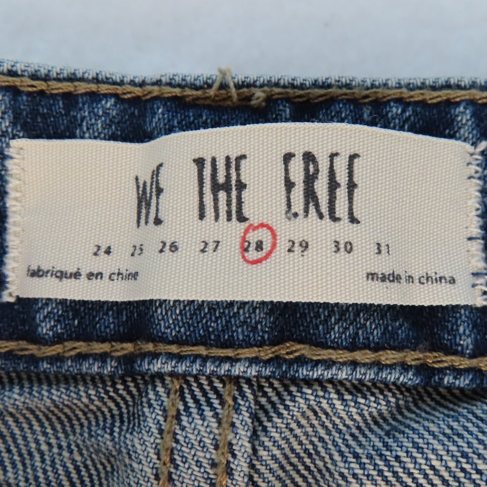 We the Free Zip it Up Denim Mini Skirt Distressed Frayed Raw Hem Blue Size 28 - Picture 8 of 12